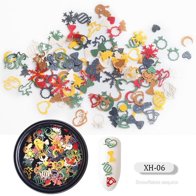 Kim Tuyến Lấp Lánh Màu Trắng Hình Tuần Lộc Giáng Sinh Nhiều Kích Cỡ Trang Trí Móng Tay Nghệ Thuật Thủ Công DIY