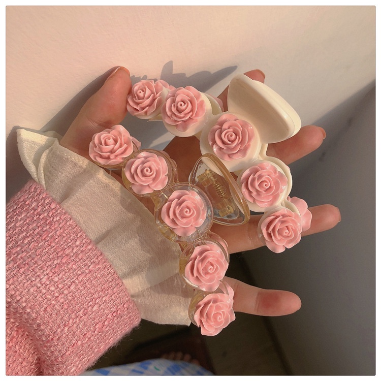 Kẹp Tóc Hoa Trà Màu Hồng Phong Cách Mới