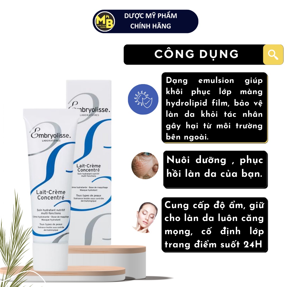 [Hàng Công Ty Có Tem] Kem dưỡng ẩm phục hồi da Embryolisse Lait Creme Concentre 30ml