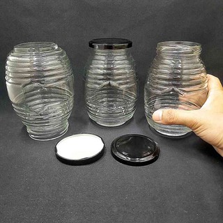 Hũ Đựng Gia Vị Thủy Tinh 750ml (combo 3 cái) con ong nắp thiếc đen – Lọ đựng mật ong , yến chưng