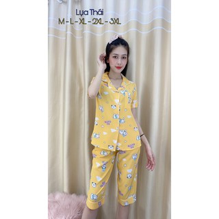 Sét Đồ Bộ Pizama lụa thái loại 1 quần lửng (kèm ảnh chụp thật)