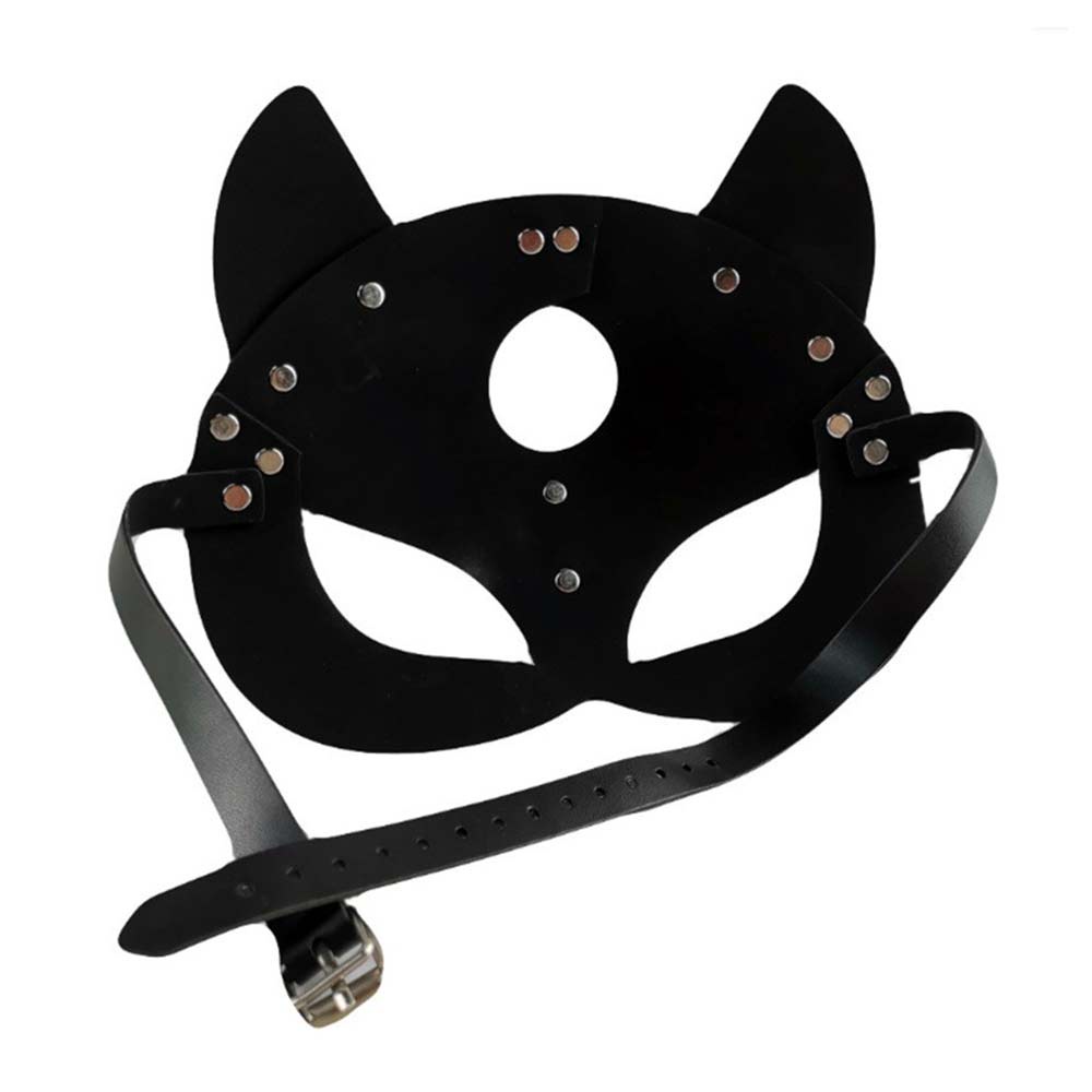 SINSEN Women Leather Cat Mask Sexy Half Face Eyemask Cosplay Costume Props Halloween Party Masquerade Mardi Gras Carnival Accessories