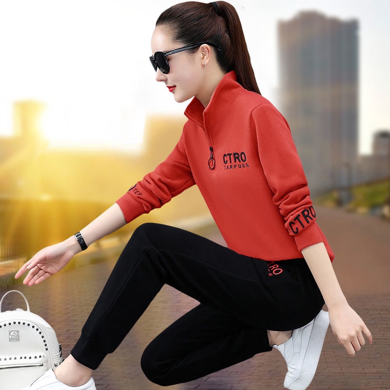 Bộ Đồ Thể Thao 100% Cotton Tay Dài Dáng Rộng Thời Trang Xuân Thu Cho Nữ 2021 | BigBuy360 - bigbuy360.vn