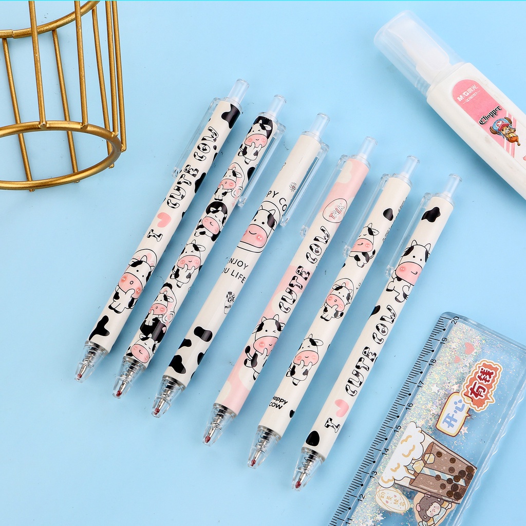 Bút gel bò sữa cute Lonita viết mực gel màu đen ngòi 0,5mm