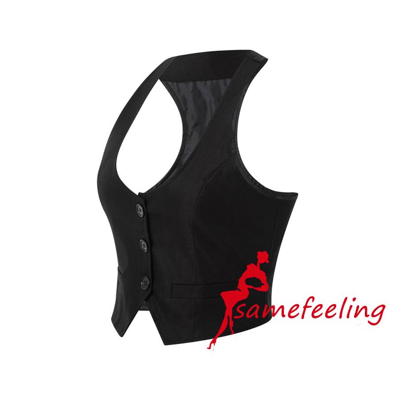SF♫Women Waistcoat Vests Vintage Sleeveless V Neck Button Down Dressy Suit Blazer Vest