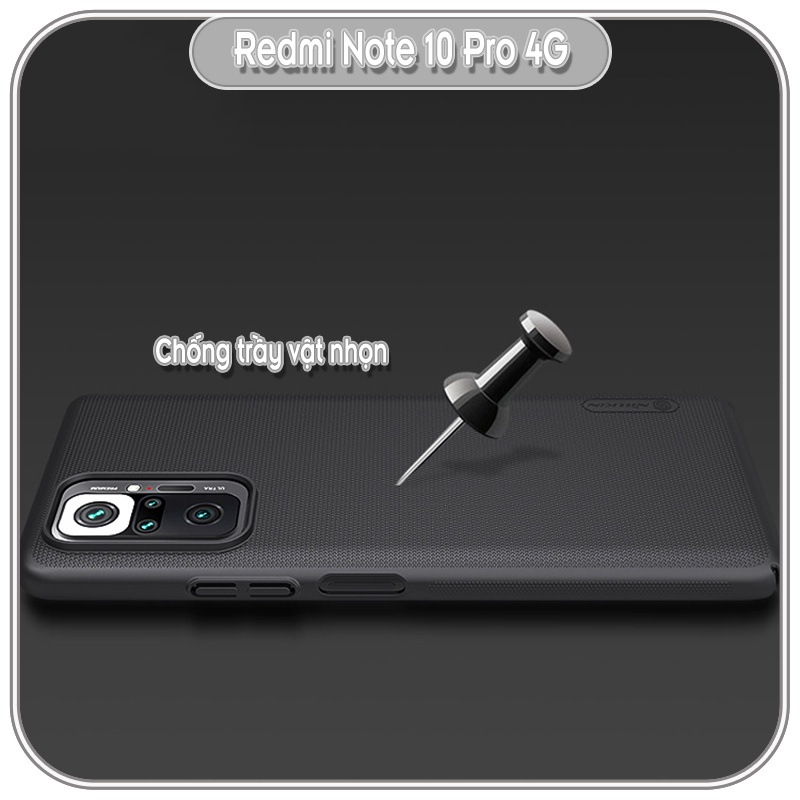 Ốp lưng cho Xiaomi Redmi Note 10 Pro 4G Frosted Shield nhựa PC cứng Nillkin , Vân nhám , chống vân tay - HÀNG NHẬP KHẨU