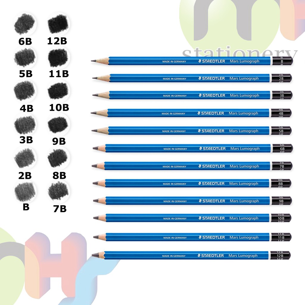Bút Chì / Chì Bấm / Mars Lumograph 100 12b, 11b, 10b, 9b, 8b, 7b, 6b, 5b, 4b, 2b, Hb 3b, 2b