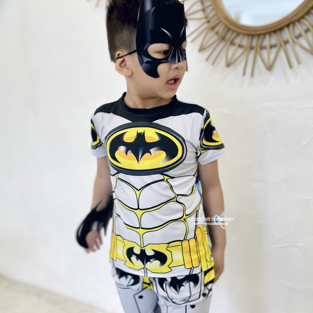 Bộ quần áo siêu nhân batman, siêu nhân người dơi cho bé trai B160 mẫu mới tặng kèm khiên và mặt nạ