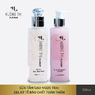 Bộ Sữa Tắm Gạo Ngọc Trai và Gel Tẩy Tế Bào Chết Toàn Thân Hương Thị 500ml