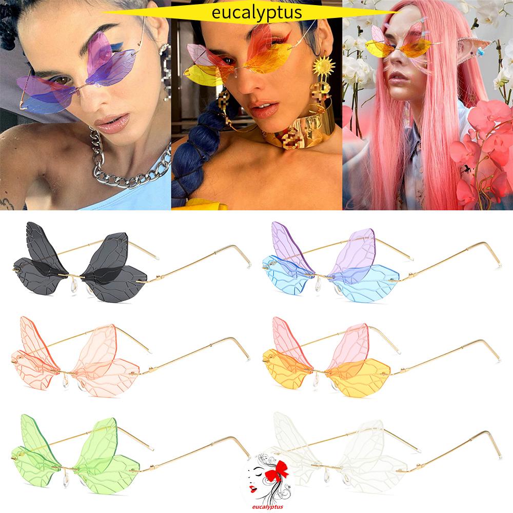 Kính Mát Hình Bướm Không Gọng Chống Tia UV 400 Thời Trang Dành Cho Nữ