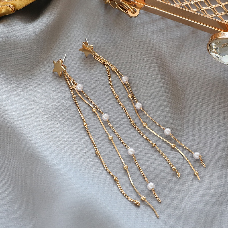 Khuyên tai tua rua dài phong cách Hàn Quốc