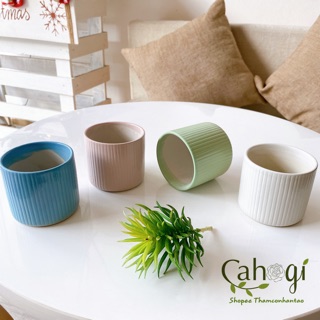 Chậu Men Sứ Mini Kẻ Tăm 076