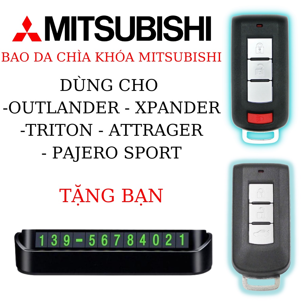 Bao da chìa khóa Mitsubishi Xpander,Outlander,Triton, Attrage,Pajero sport da thật (MI Móc D )