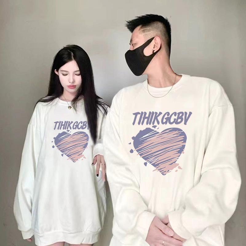 Áo nỉ nữ ihkke dài tay cổ tròn dáng rộng thời trang Hàn Quốc