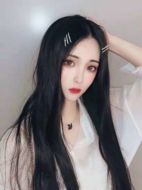 Tóc thẳng ngôi giữa màu đen 70cm