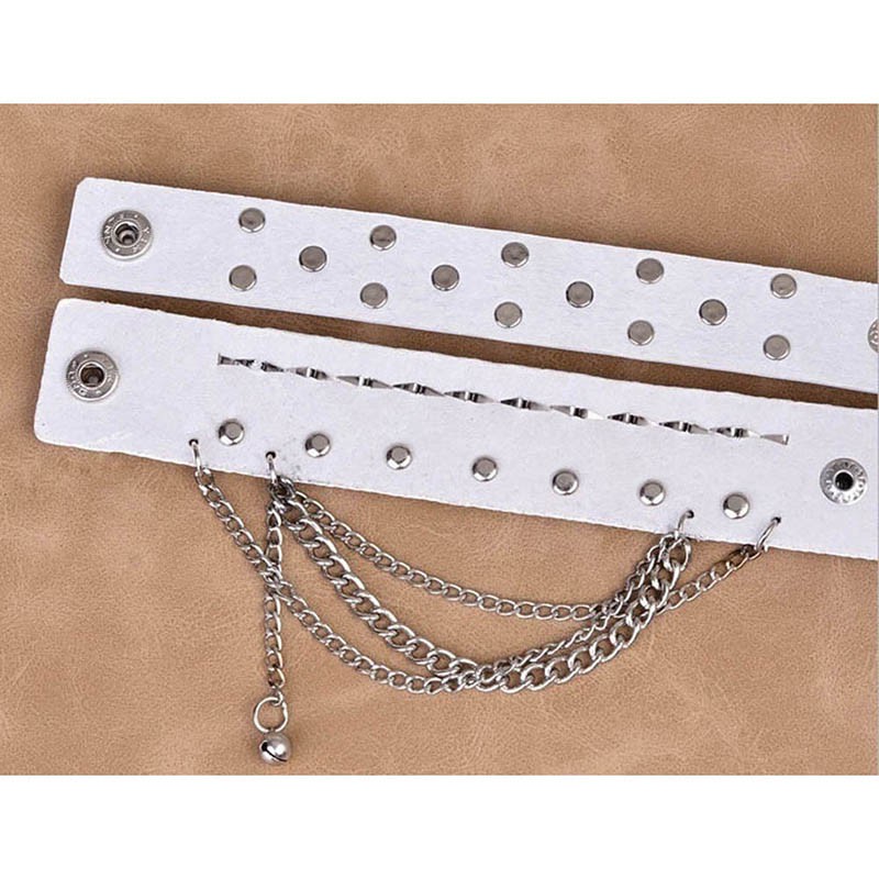 Vòng tay da mặt hình đầu lâu phong cách gothic nhiều màu sắc cho nam và nữ