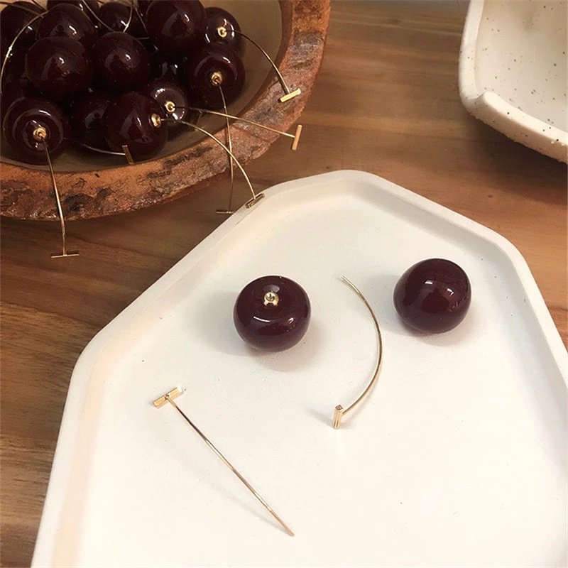 1 Đôi Bông Tai Hình Quả Cherry Đính Đá Phong Cách Hàn Quốc Cổ Điển Thanh Lịch Dành Cho Nữ