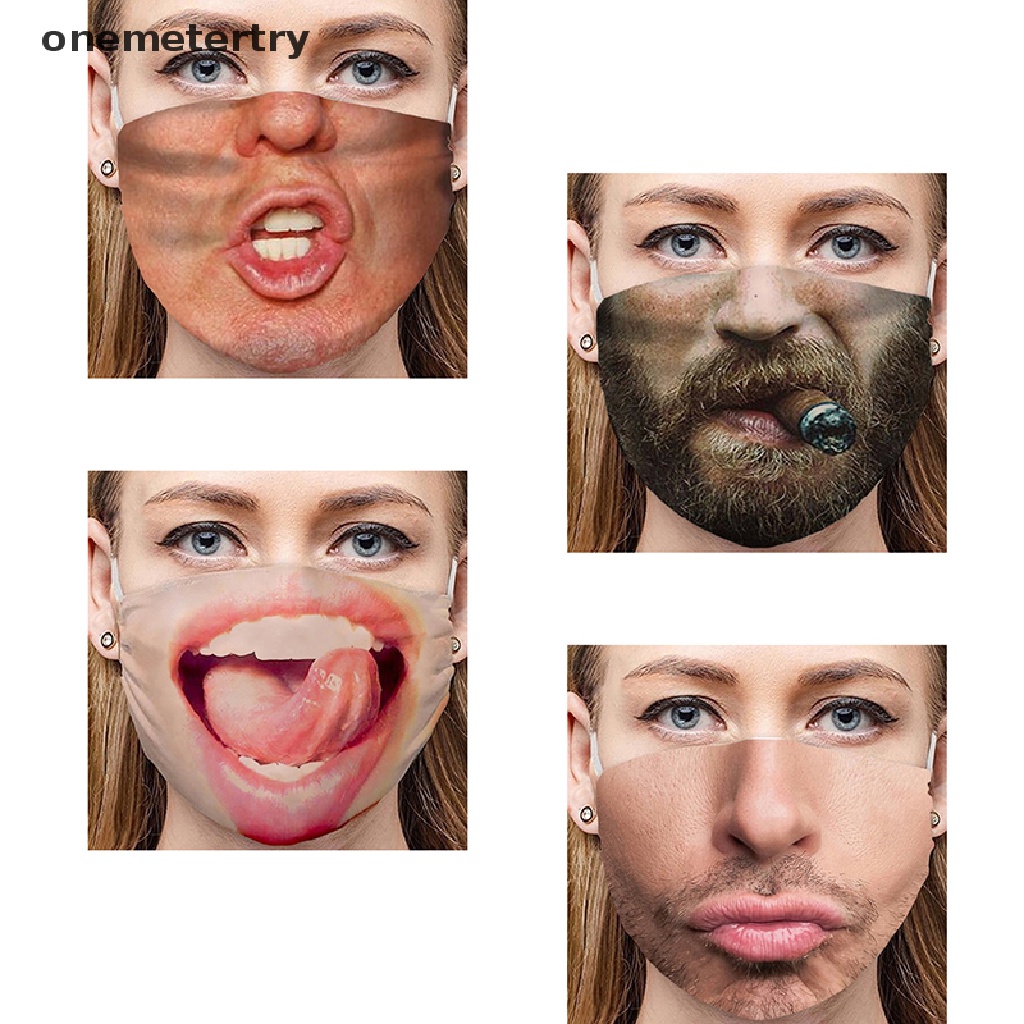 【ONEM】 Unisex 3D Funny Face Printed Masks Windproof Adjustable Mouth Mask Halloween .