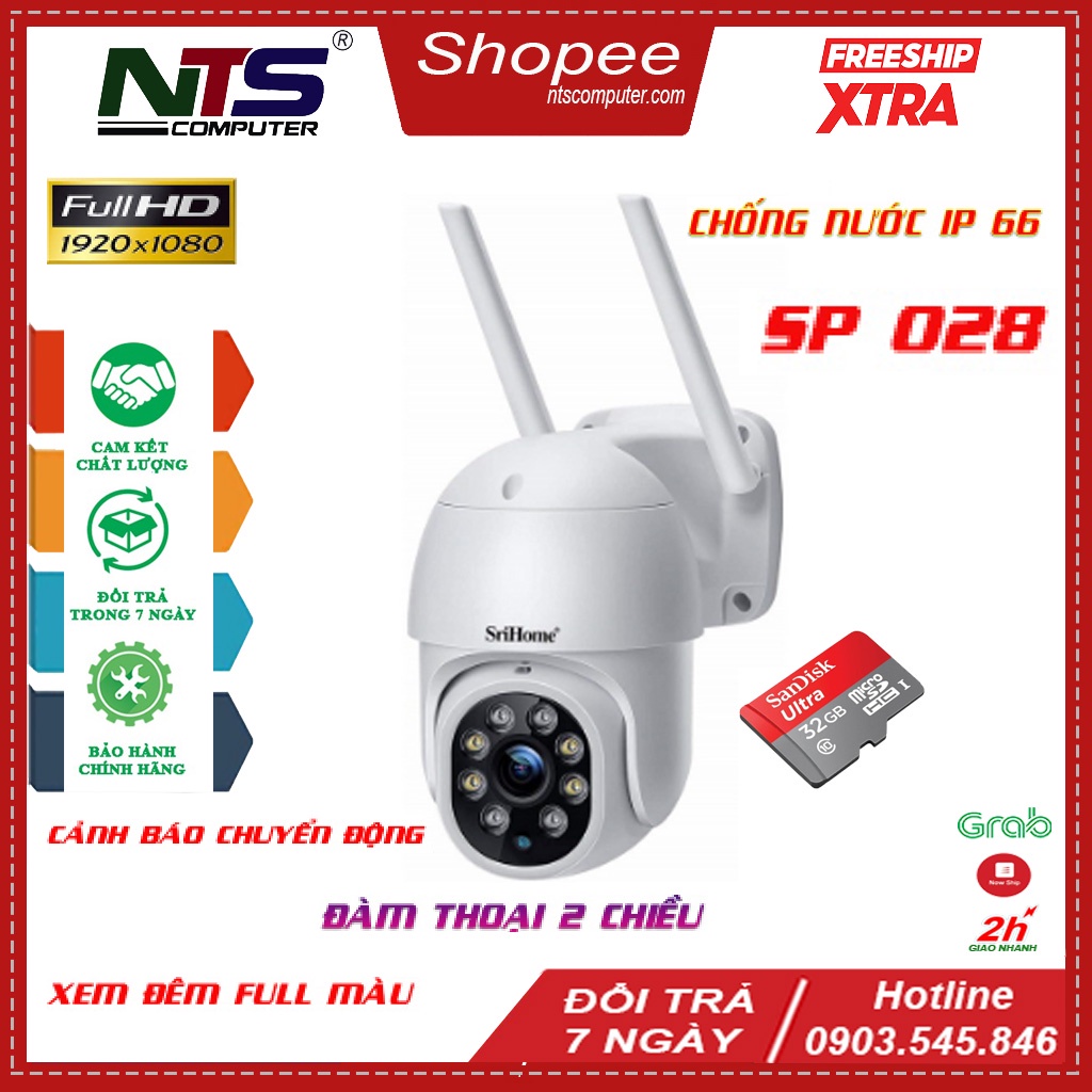 Camera Srihome SP028 Wifi Không Dây Ngoài Trời