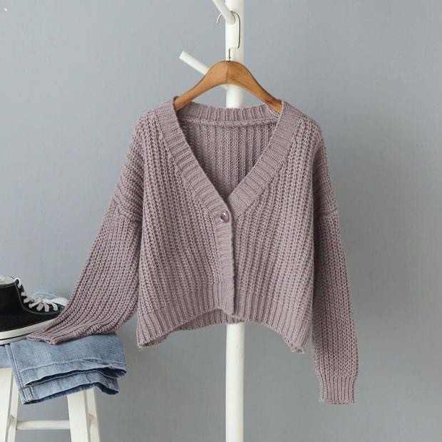NUZIRO  Áo khoác cardigan ngắn dáng rộng phong cách Hàn Quốc thời trang cho nữ