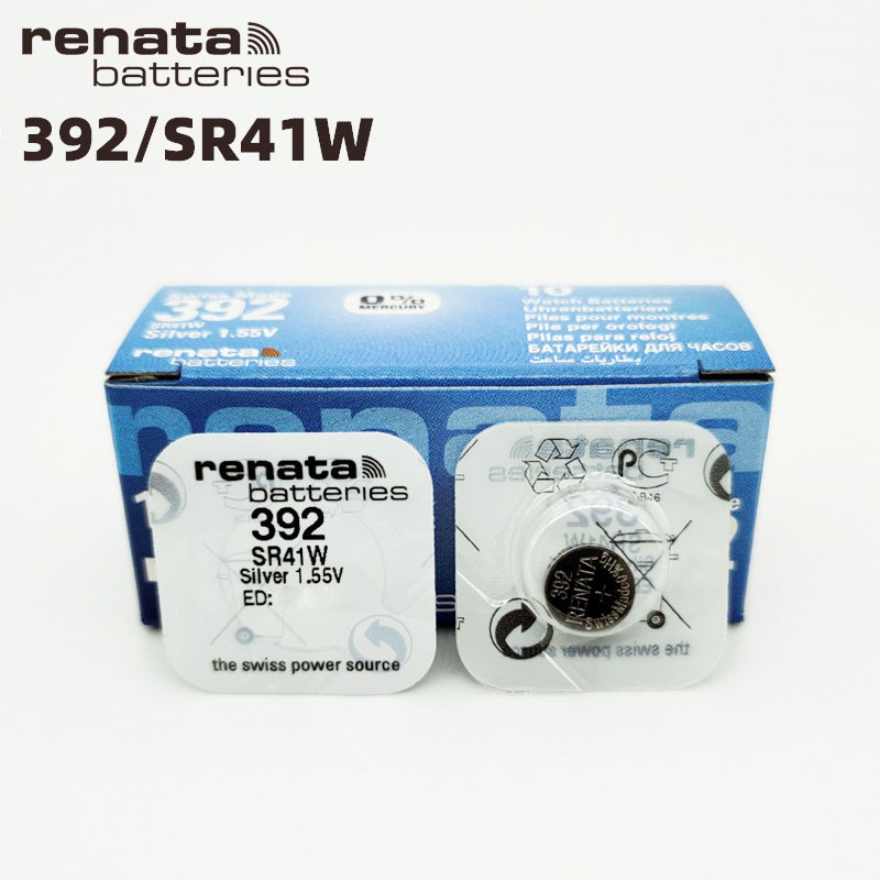 Pin đồng hồ Thụy Sỹ RENATA 392 / SR41W silver bạc Made in Swiss (Loại tốt - Giá 1 viên)