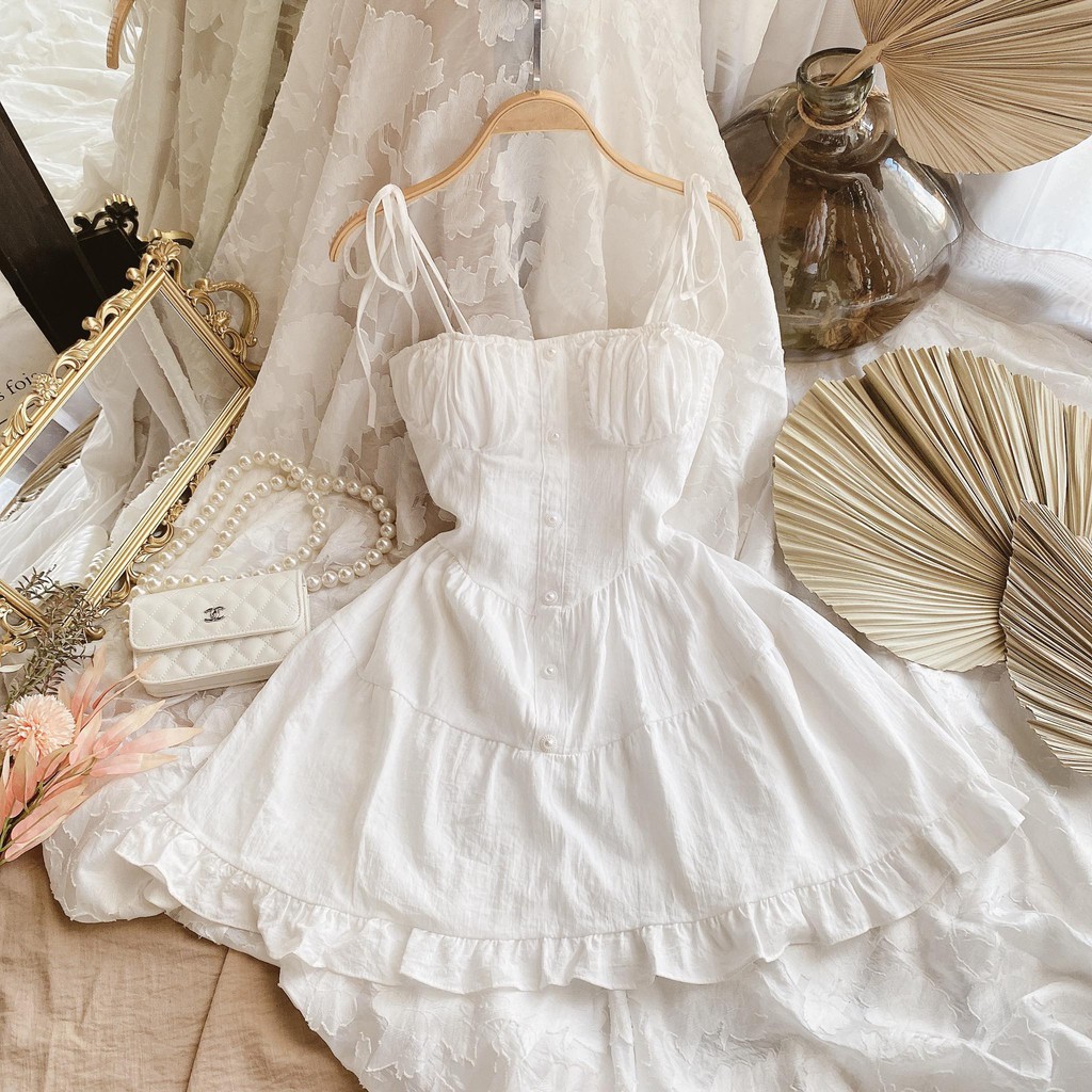 ĐẦM 2 DÂY TRẮNG CÚP NGỰC TẦNG CHÂN BÈO | BigBuy360 - bigbuy360.vn