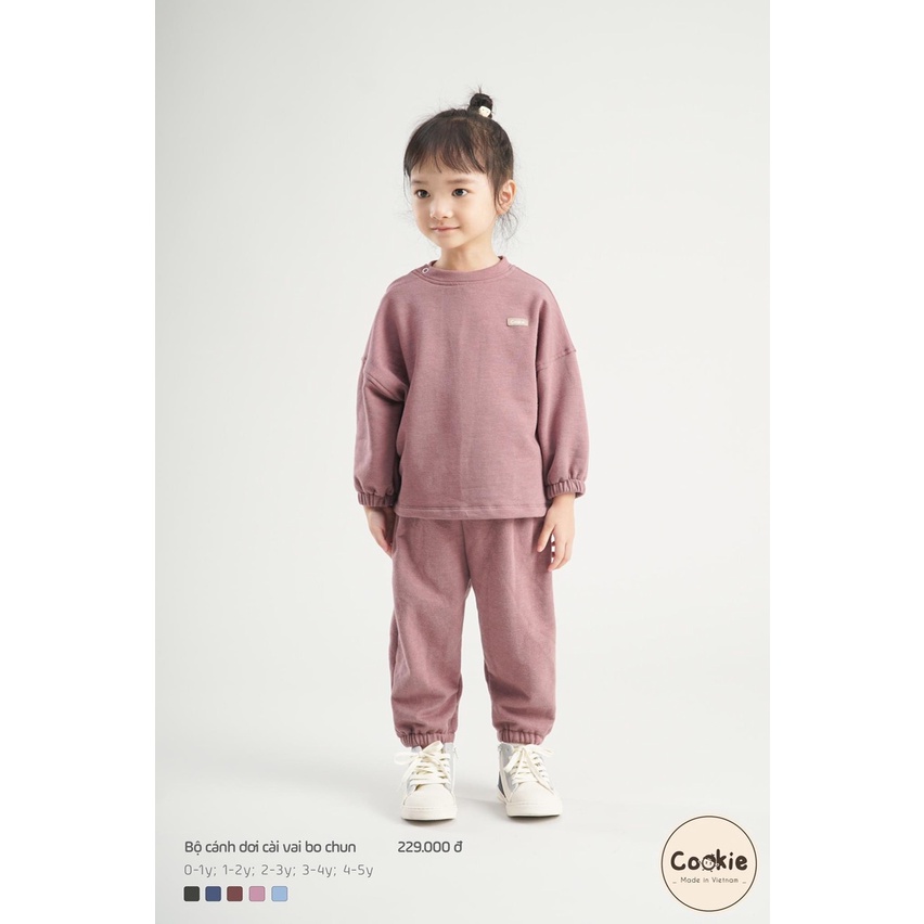 Bộ quần áo nỉ cánh dơi cài vai bo chun Cookie