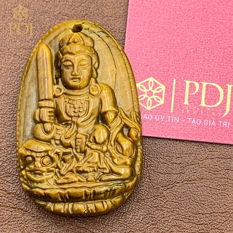 Mặt phật bản mệnh Văn Thù Bồ Tát - tuổi Mão - tặng kèm dây dù đeo và hộp đựng - M000093 - Trang sức PDJ