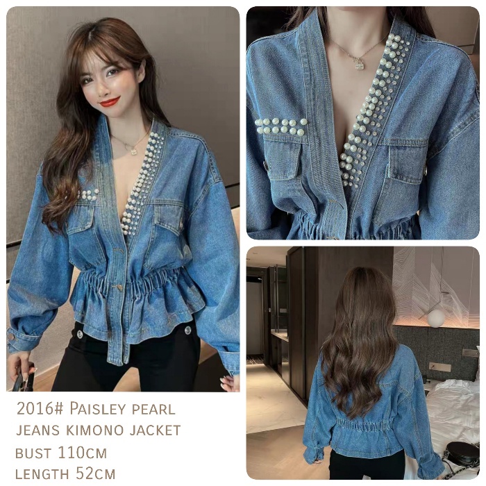 Áo Khoác Jean Kimono Ngọc Trai Paisley 2016