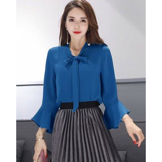 Áo Kiểu Tay Loe Nơ Cổ