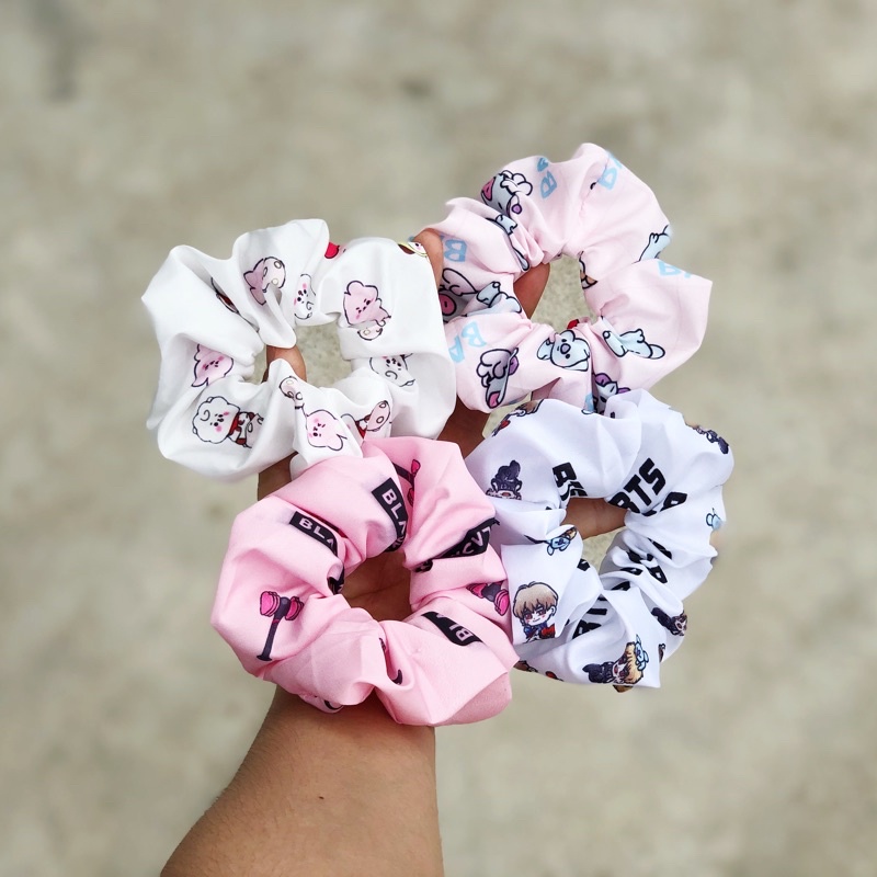 Buộc tóc SCRUNCHIES hoạ tiết BTS BT21 BLACKPINK hot