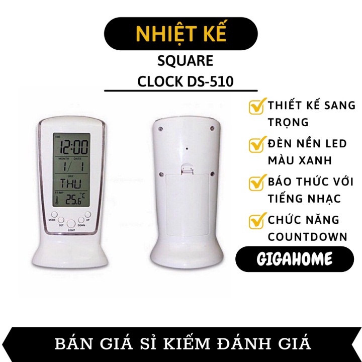 Đồng Hồ Báo Thức Điện Tử Đèn LedGIGAHOME Tích Hợp Chức Năng Lịch Và Nhiệt Kế Có Nhạc 4939