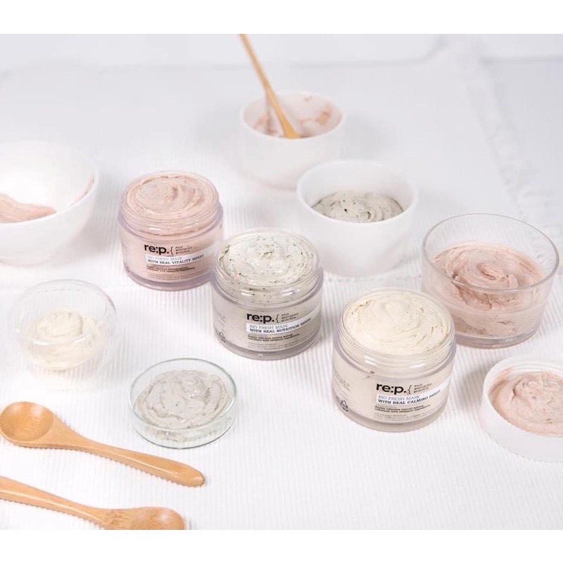 Mặt nạ đất sét Re:p Bio fresh mask with real calming herbs  vitality  nutrion herbs