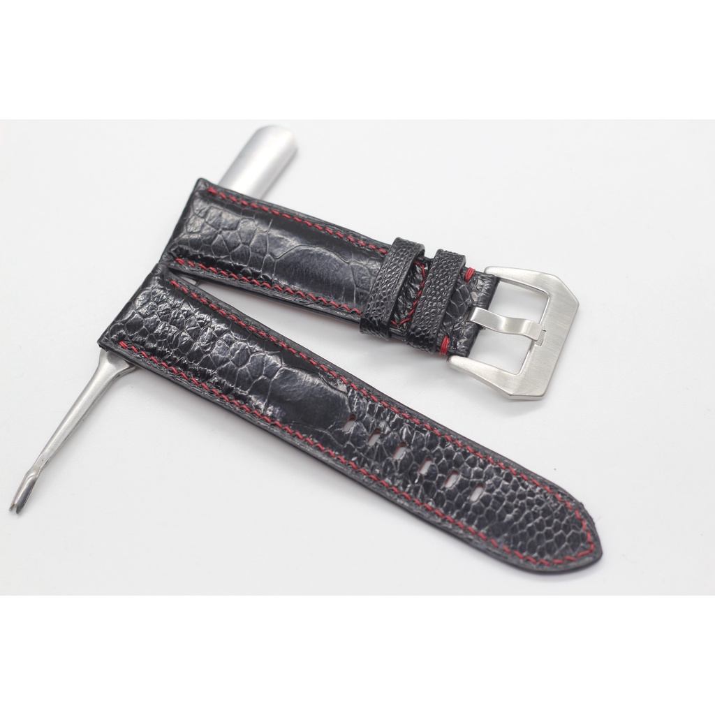 Size 24-22 Dây da đồng hồ, Dây da đà điểu Handmade cao cấp kèm khóa, tool tháo và chốt,BH 6 THÁNG