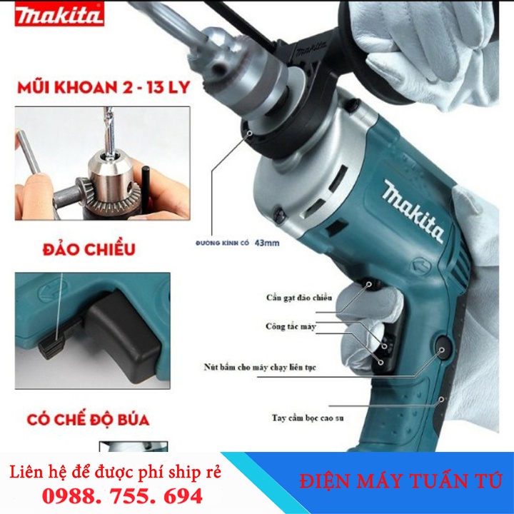 Máy khoan bê tông 2 chức năng Nhật Bản 710W - Máy khoan Bê tông 100% dây đồng