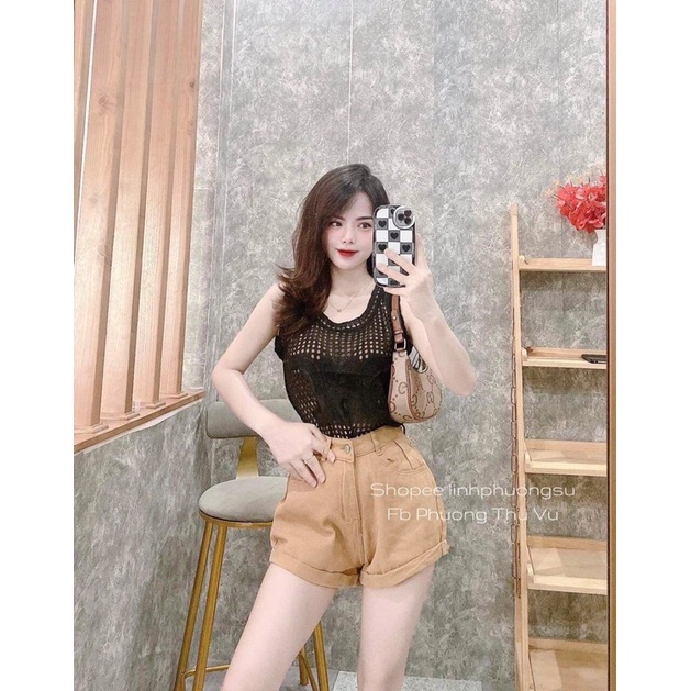 Áo len 3 lỗ C.h.a.nel-Áo len lưới mongtoghi