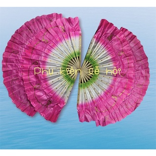 [FREESHIP] quạt múa nan tre cỡ to 48cm phun kim tuyến từ cán 2 mặt giá rẻ
