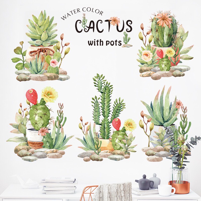 Decal trang trí tường - Những cây xương rồng