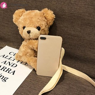 Túi đeo chéo giả lông hình gấu dễ thương cho nữ