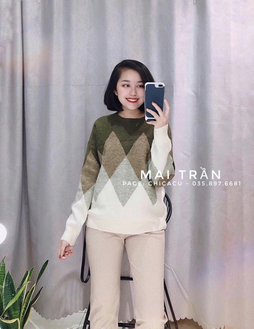 Áo len hoạ tiết trám