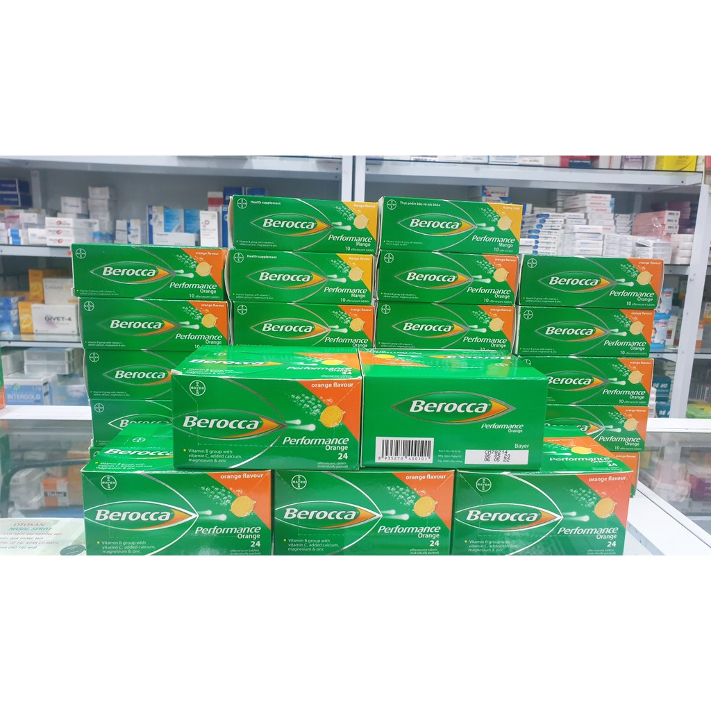 Viên Sủi Bổ Sung Vitamin C và Khoáng Chất Berocca Performance Orange Multivitamin Hộp 10 Viên