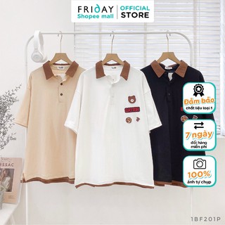 Áo phông nữ áo thun nữ cổ polo họa tiết hình gấu gation freesize Friday