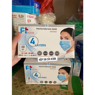 Khẩu trang y tế 4 lớp kháng khuẩn, hộp 50 cái