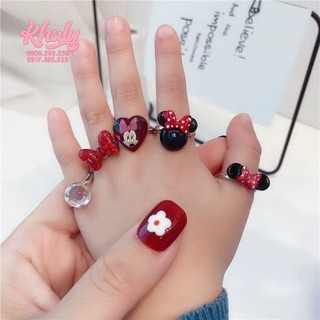 Set 5 chiếc nhẫn bàn tay hình chuột Minnie siêu xinh dành cho trẻ em, bé gái - 28P8NMN5N