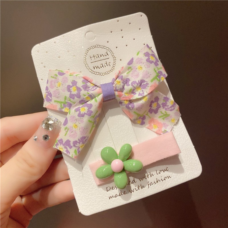 Set 2 Kẹp Tóc Vải Hình Hoa Thiết Kế Đơn Giản Thời Trang Cho Nữ