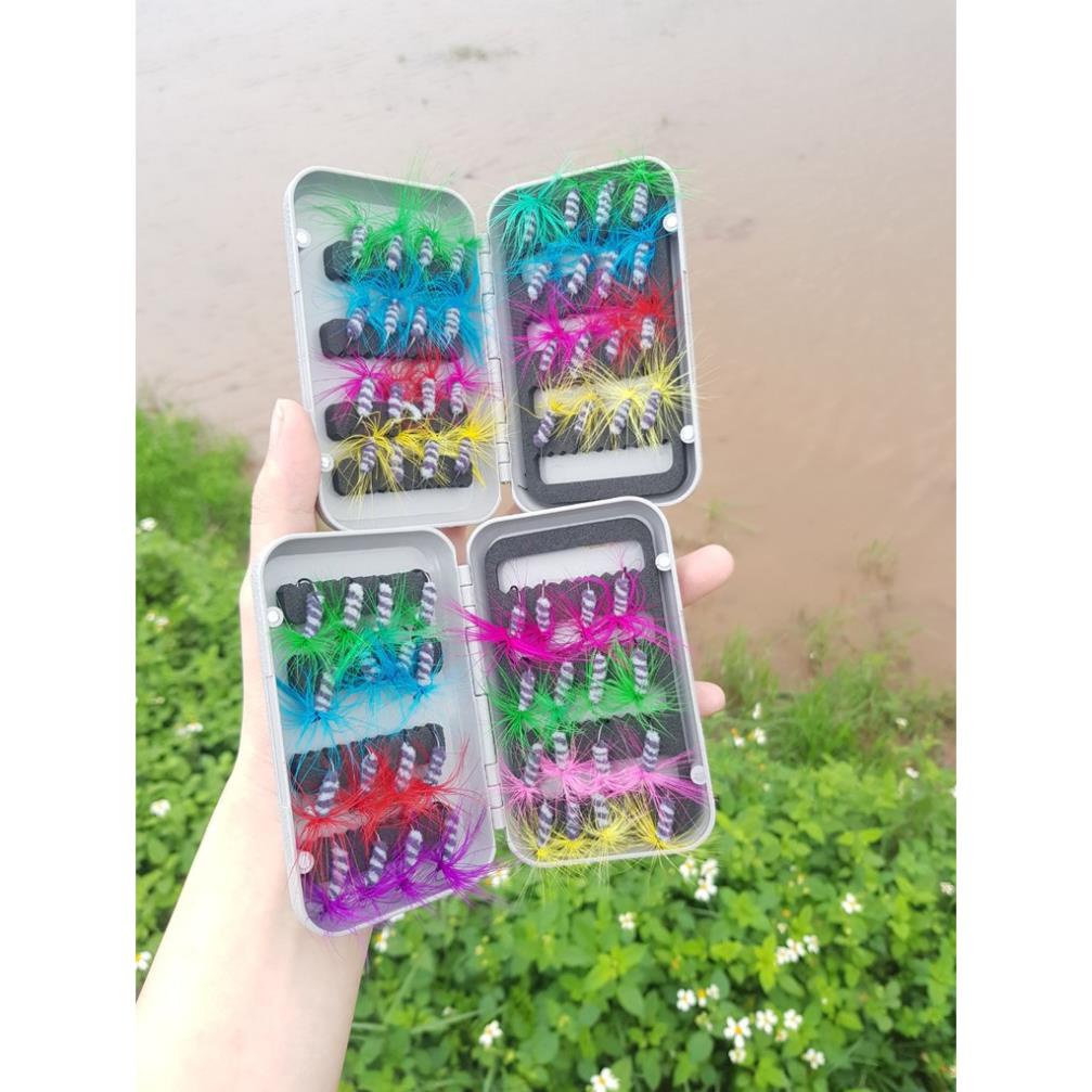 Combo 32 con mồi lông đủ màu câu cá rô phi,mương,ngão,lóc,.....