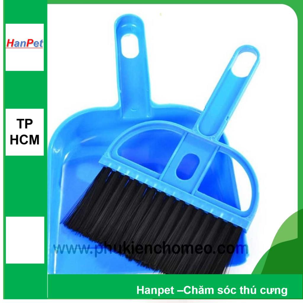 SP439 -  Bộ hót phân chó mèo kèm chổi MINI (hanpet 4711792) kích thước 13x12cm, xẻng  Hót kít chó / vệ sinh chó mèo