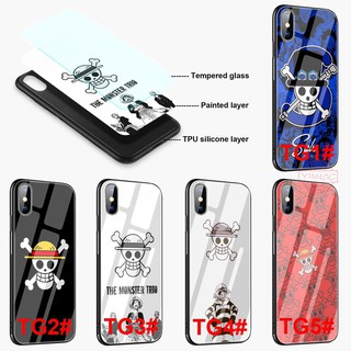 Ốp điện thoại kính cường lực in biểu tượng băng hải tặc mũ rơm cho phone 13 7 8 xr x xs max 12 - a725