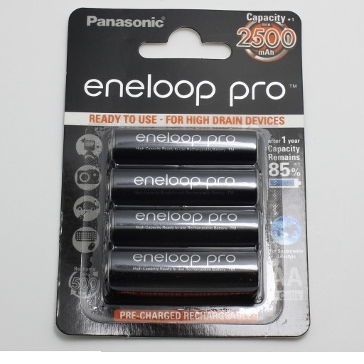 [04 viên ĐEN]  Pin tiểu AA sạc lại Eneloop 2500mAh có thể sạc lại 800 lần, có thể thay thế pin 1,5V