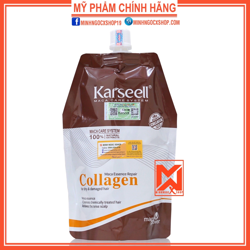 Ủ tóc collagen, kem ủ tóc phục hồi siêu mượt KARSEELL MACA 500ml chính hãng